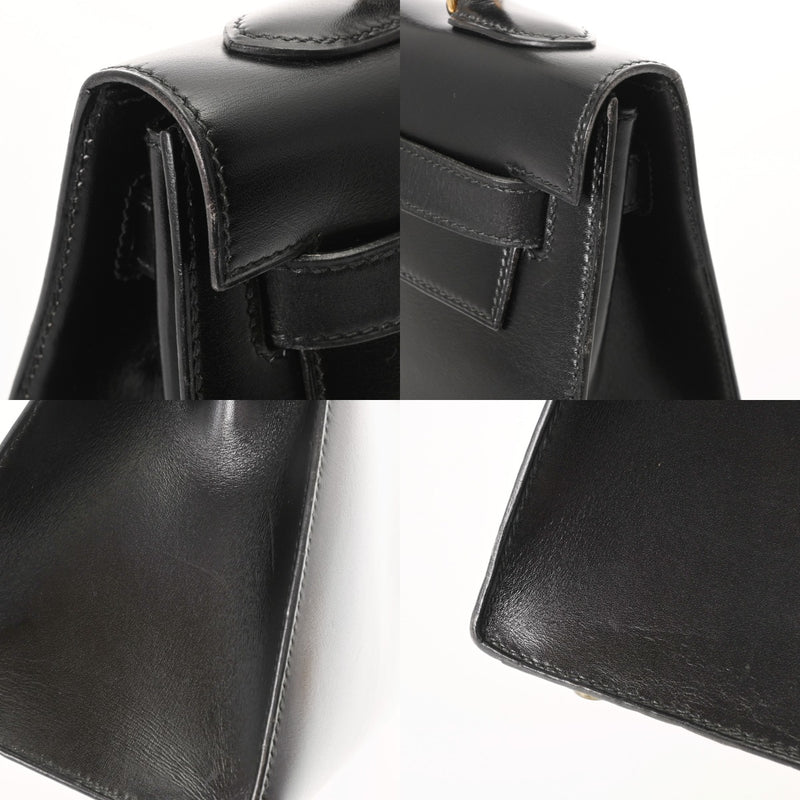 HERMES エルメス ケリー 32 外縫い ブラック 〇U刻印(1991年頃) レディース ボックスカーフ 2WAYバッグ Aランク 中古 銀蔵