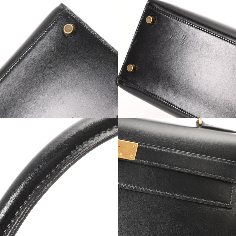 HERMES エルメス ケリー 32 外縫い ブラック 〇U刻印(1991年頃) レディース ボックスカーフ 2WAYバッグ Aランク 中古 銀蔵