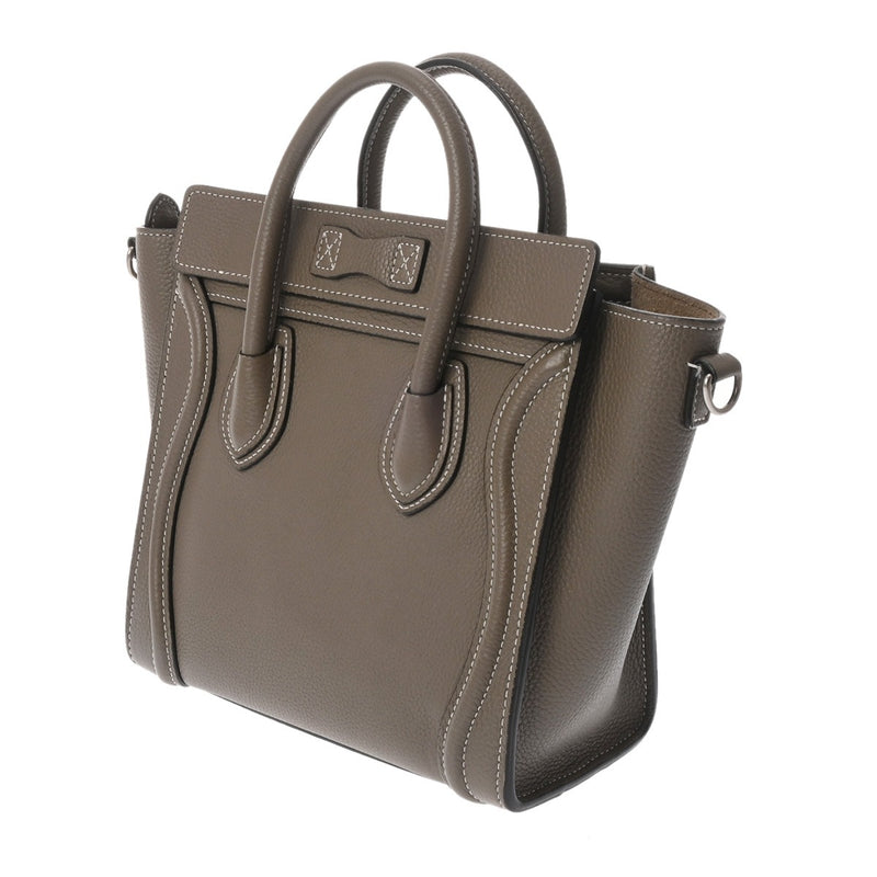 CELINE セリーヌ ラゲージ ナノ 2WAY スリ 189243 レディース ドラムドカーフ ハンドバッグ ABランク 中古 銀蔵