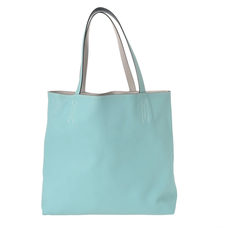 HERMES エルメス ドゥブルセンストート 45 ブルーアトール/パールグレー/マラカイト A刻印(2017年頃) レディース トリヨンクレマンス トートバッグ ABランク 中古 銀蔵