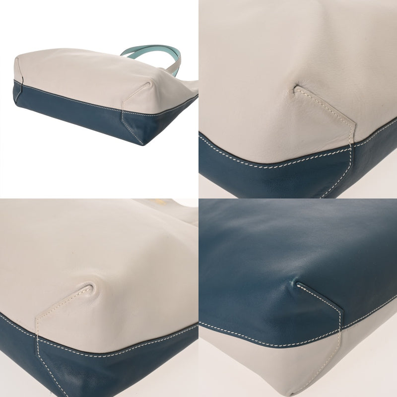 HERMES エルメス ドゥブルセンストート 45 ブルーアトール/パールグレー/マラカイト A刻印(2017年頃) レディース トリヨンクレマンス トートバッグ ABランク 中古 銀蔵