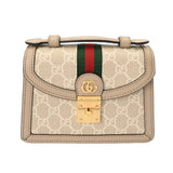 GUCCI グッチ オフディア ミニトップ ハンドルバッグ ライトベージュ 696180 レディース レザー GGスプリーム ハンドバッグ Aランク 中古 銀蔵