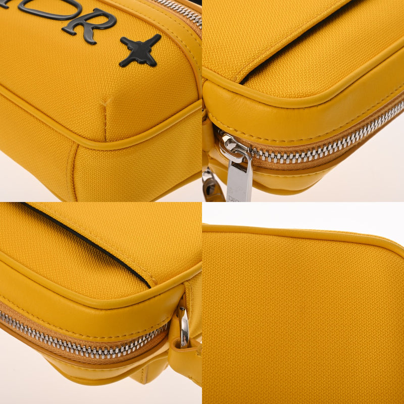 CHRISTIAN DIOR クリスチャンディオール ライダー 2.0 メッセンジャーバッグミニ イエロー 2ESWS034LWH_H20E メンズ レザー ナイロン ショルダーバッグ Aランク 中古 銀蔵