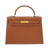 HERMES エルメス ケリー 32 外縫い 2WAY ゴールド 〇Z刻印(1996年頃) レディース クシュベル ハンドバッグ ABランク 中古 銀蔵