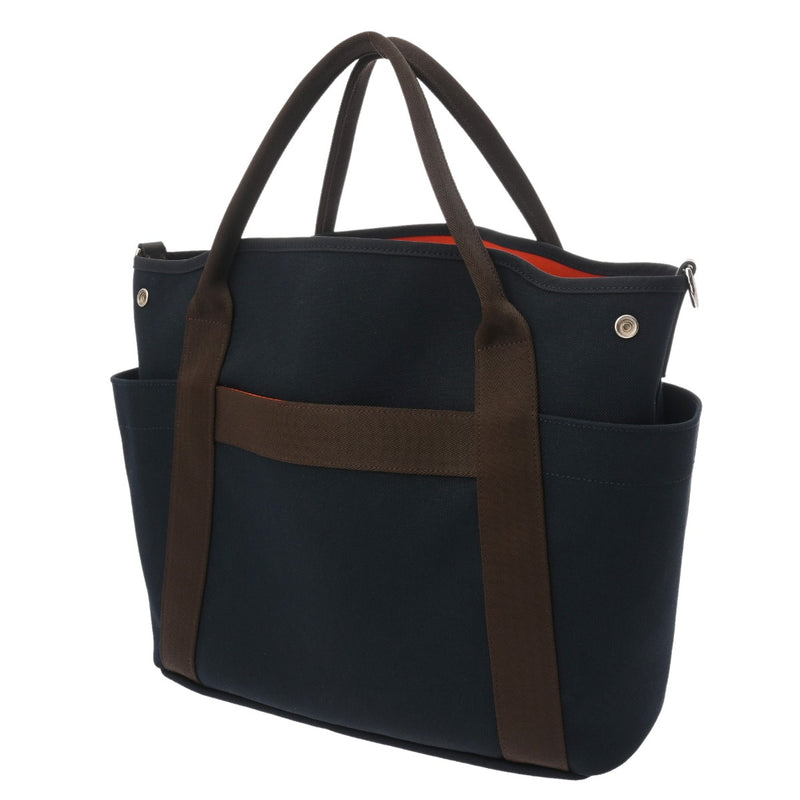 HERMES エルメス サックドパンサージュ グルーム ネイビー C刻印(2018年頃) レディース トワルシェブロン トートバッグ Aランク 中古 銀蔵