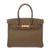 HERMES エルメス バーキン 30 エトゥープ D刻印(2019年頃) レディース ヴォーエプソン ハンドバッグ Aランク 中古 銀蔵