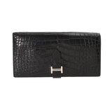 HERMES エルメス ベアンスフレ ブルーバルティック A刻印(2017年頃) レディース アリゲーターマット 長財布 Bランク 中古 銀蔵