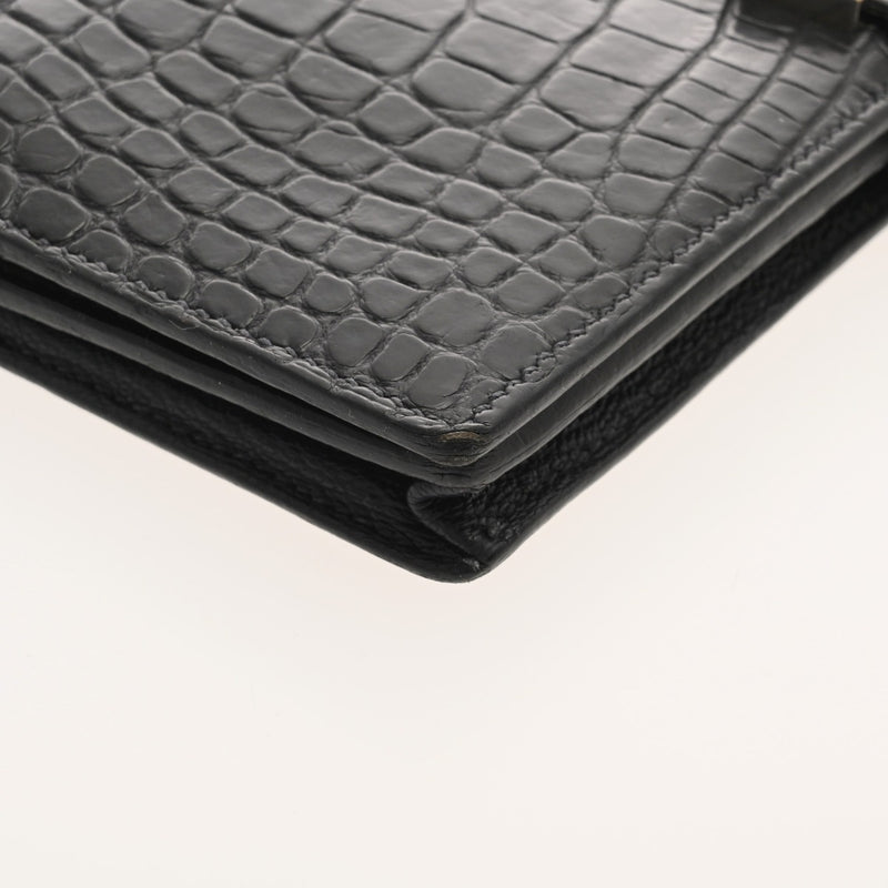 HERMES エルメス ベアンスフレ ブルーバルティック A刻印(2017年頃) レディース アリゲーターマット 長財布 Bランク 中古 銀蔵