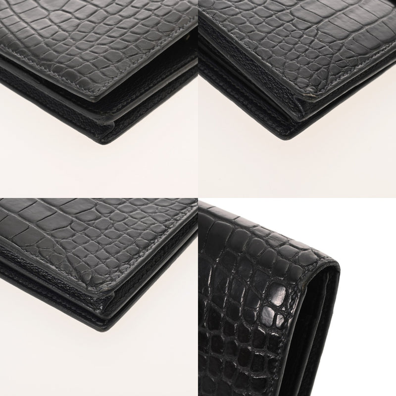 HERMES エルメス ベアンスフレ ブルーバルティック A刻印(2017年頃) レディース アリゲーターマット 長財布 Bランク 中古 銀蔵