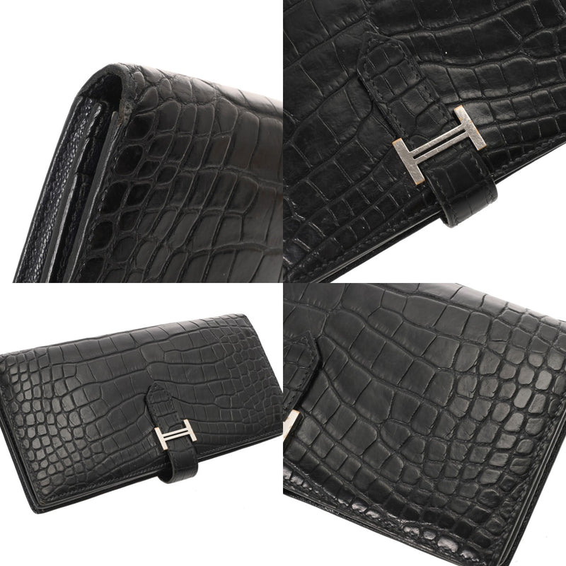 HERMES エルメス ベアンスフレ ブルーバルティック A刻印(2017年頃) レディース アリゲーターマット 長財布 Bランク 中古 銀蔵