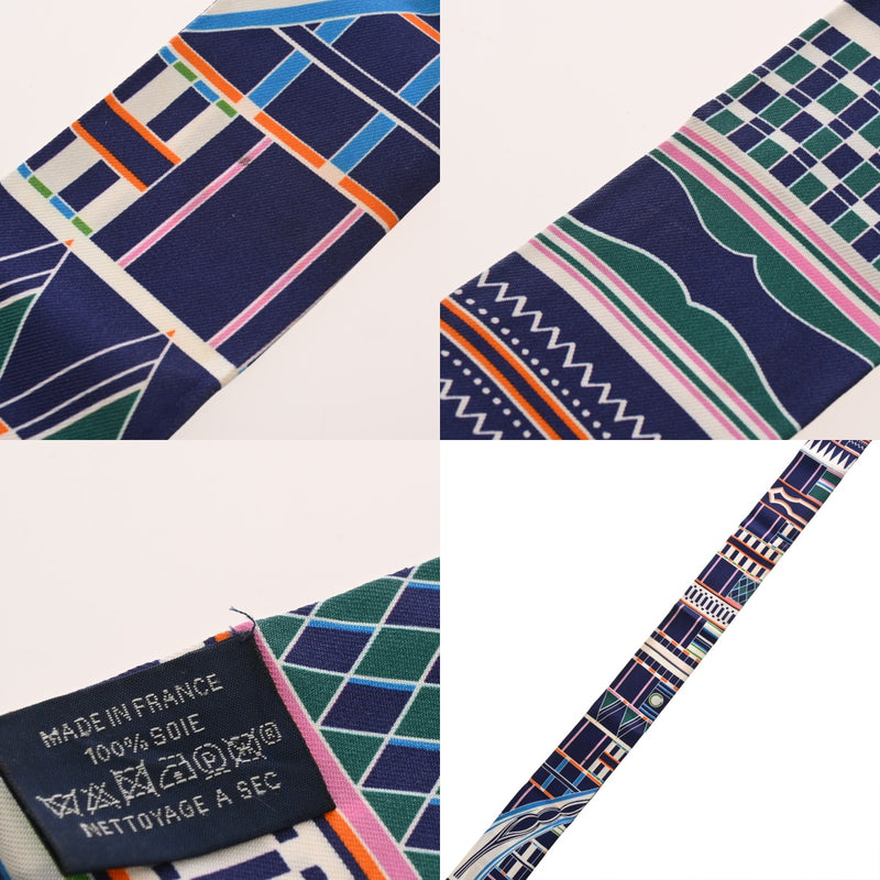 HERMES エルメス ツイリー Voltes et Pirouettes ネイビー/マルチカラー レディース シルク100％ スカーフ ABランク 中古 銀蔵