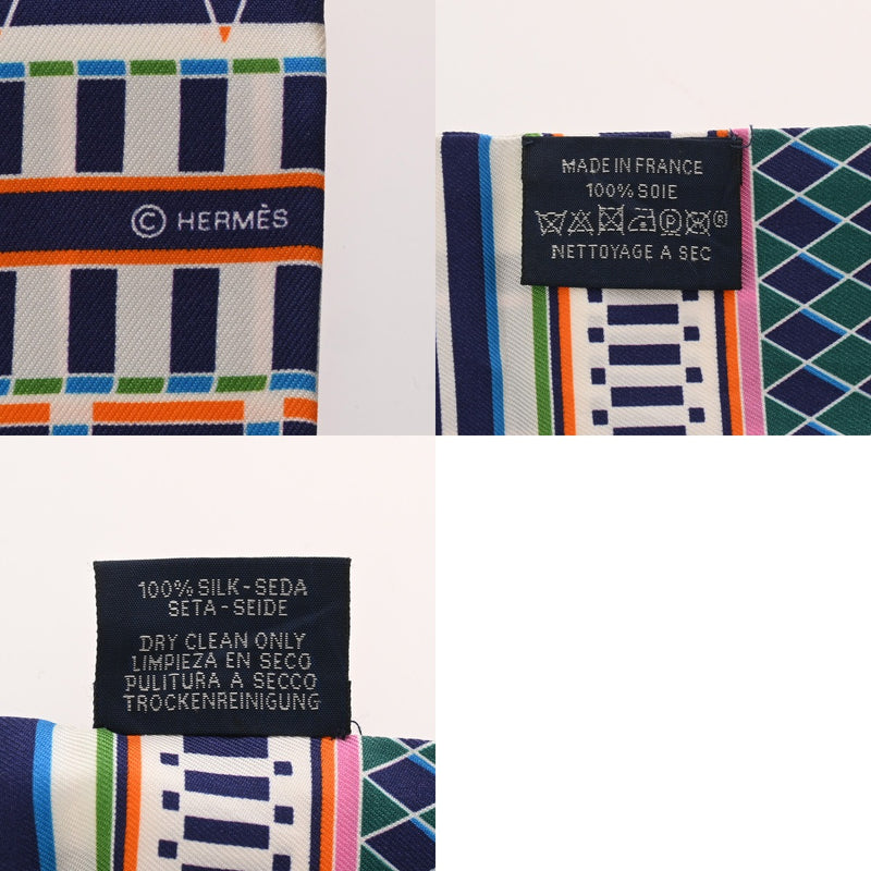 HERMES エルメス ツイリー Voltes et Pirouettes ネイビー/マルチカラー レディース シルク100％ スカーフ ABランク 中古 銀蔵