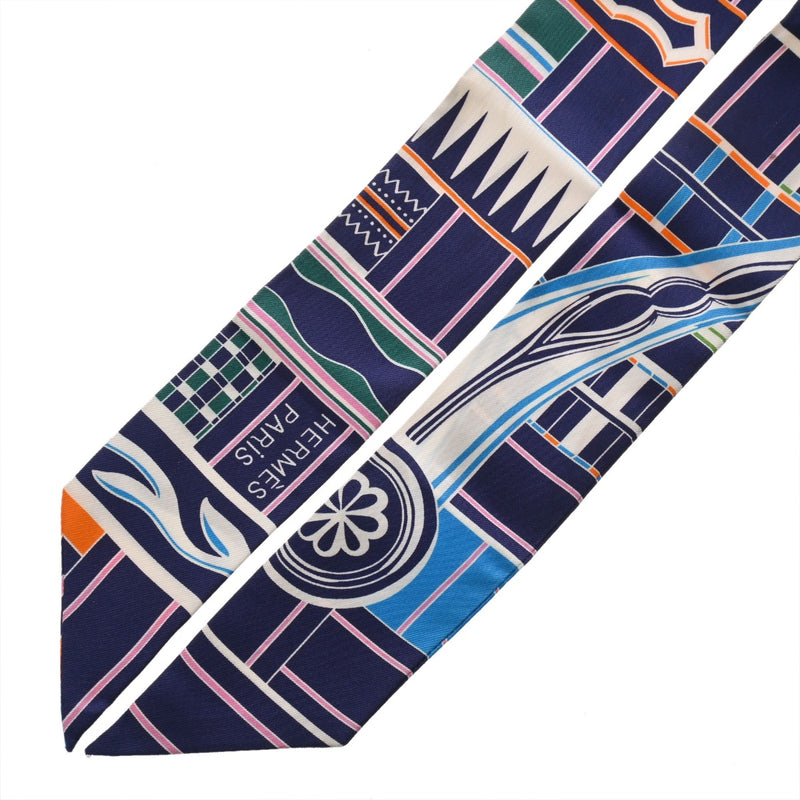 HERMES エルメス ツイリー Voltes et Pirouettes ネイビー/マルチカラー レディース シルク100％ スカーフ ABランク 中古 銀蔵