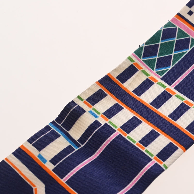 HERMES エルメス ツイリー Voltes et Pirouettes ネイビー/マルチカラー レディース シルク100％ スカーフ ABランク 中古 銀蔵