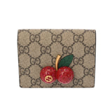 GUCCI グッチ GGスプリーム チェリー ベージュ ゴールド金具 476050 レディース GGスプリームキャンバス 二つ折り財布 Bランク 中古 銀蔵