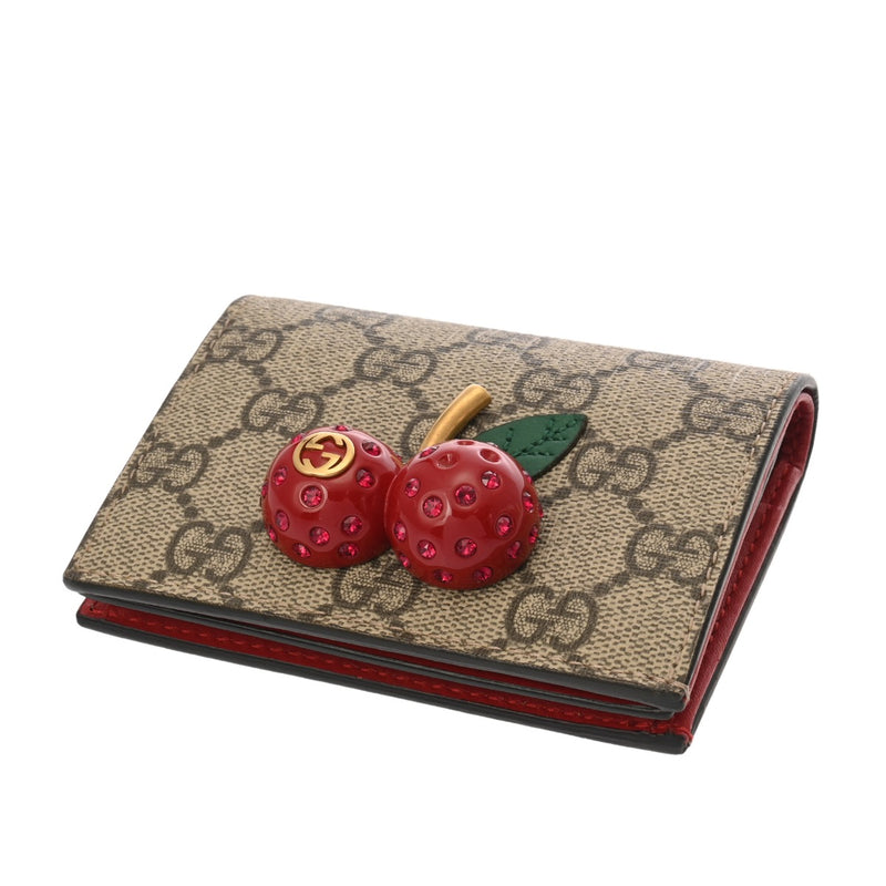 GUCCI グッチ GGスプリーム チェリー ベージュ ゴールド金具 476050 レディース GGスプリームキャンバス 二つ折り財布 Bランク 中古 銀蔵
