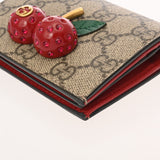 GUCCI グッチ GGスプリーム チェリー ベージュ ゴールド金具 476050 レディース GGスプリームキャンバス 二つ折り財布 Bランク 中古 銀蔵
