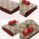 GUCCI グッチ GGスプリーム チェリー ベージュ ゴールド金具 476050 レディース GGスプリームキャンバス 二つ折り財布 Bランク 中古 銀蔵