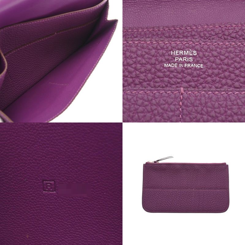 HERMES エルメス ドゴン GM アネモネ □R刻印(2014年頃) ユニセックス トゴ 長財布 Aランク 中古 銀蔵