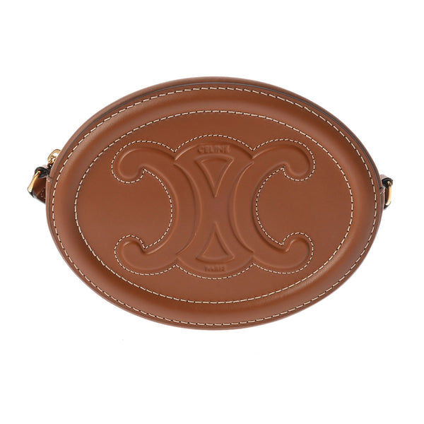 CELINE セリーヌ ショルダーバッグ オーバルパース タン 10I703DPQ.04LU レディース カーフ ショルダーバッグ Aランク 中古 銀蔵