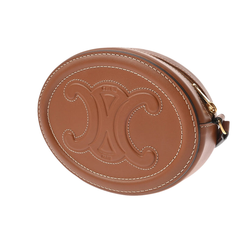 CELINE セリーヌ ショルダーバッグ オーバルパース タン 10I703DPQ.04LU レディース カーフ ショルダーバッグ Aランク 中古 銀蔵