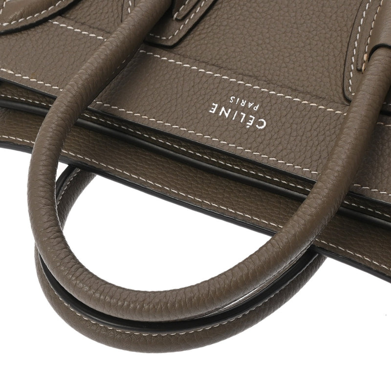 CELINE セリーヌ ラゲージ ナノショッパー グレージュ レディース カーフ ハンドバッグ ABランク 中古 銀蔵