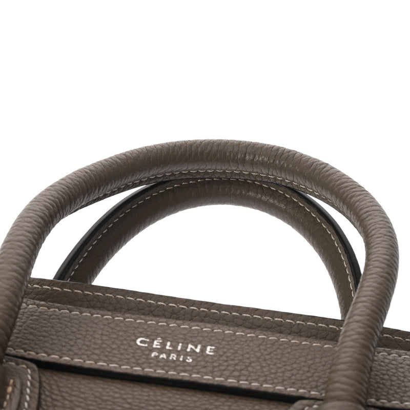 CELINE セリーヌ ラゲージ ナノショッパー グレージュ レディース カーフ ハンドバッグ ABランク 中古 銀蔵