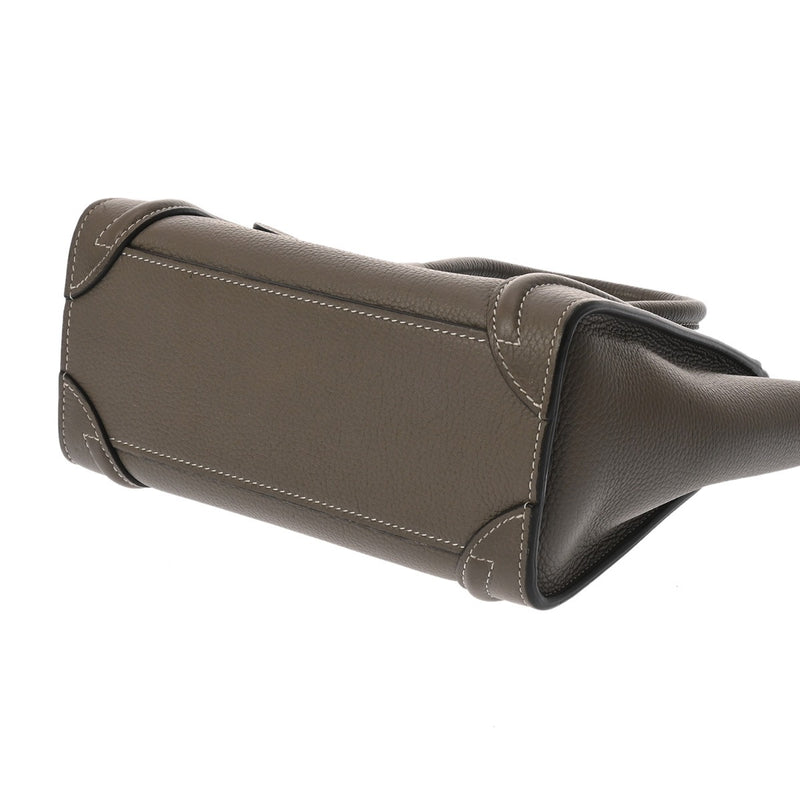 CELINE セリーヌ ラゲージ ナノショッパー グレージュ レディース カーフ ハンドバッグ ABランク 中古 銀蔵