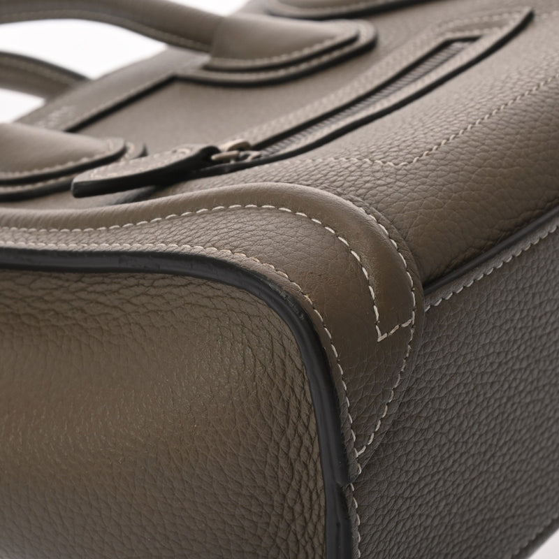 CELINE セリーヌ ラゲージ ナノショッパー グレージュ レディース カーフ ハンドバッグ ABランク 中古 銀蔵