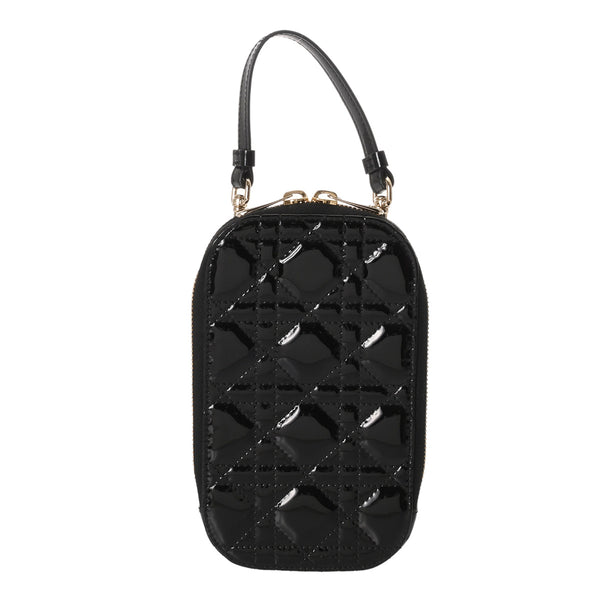 CHRISTIAN DIOR クリスチャンディオール Callin Dior フォンホルダー ブラック S08720VRB_M900 レディース パテント ポーチ Aランク 中古 銀蔵