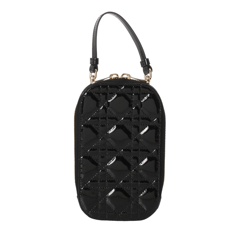 CHRISTIAN DIOR クリスチャンディオール Callin Dior フォンホルダー ブラック S08720VRB_M900 レディース パテント ポーチ Aランク 中古 銀蔵