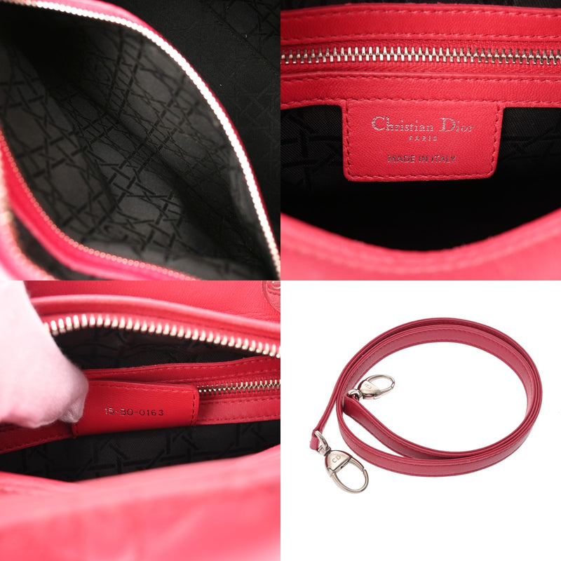 CHRISTIAN DIOR クリスチャンディオール レディディオール ミディアム ピンク イタリア レディース ラムスキン ハンドバッグ Bランク 中古 銀蔵