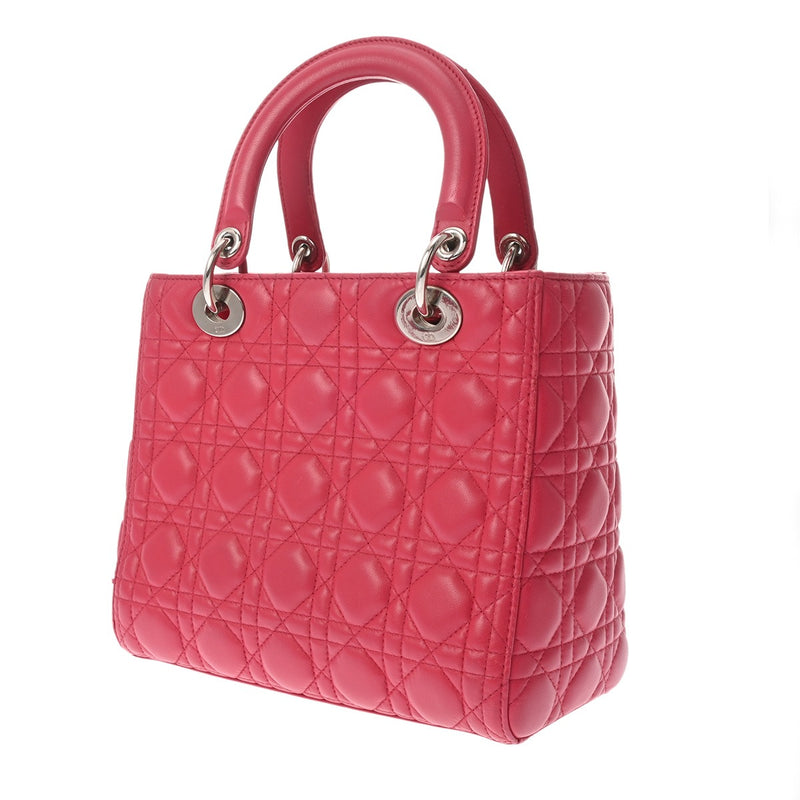 CHRISTIAN DIOR クリスチャンディオール レディディオール ミディアム ピンク イタリア レディース ラムスキン ハンドバッグ Bランク 中古 銀蔵