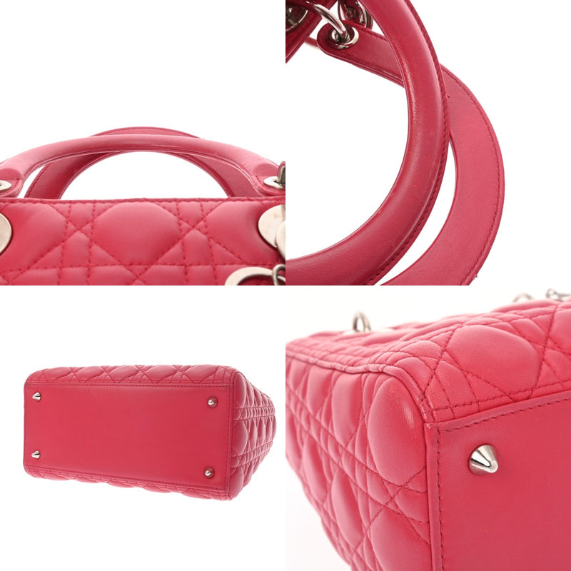 CHRISTIAN DIOR クリスチャンディオール レディディオール ミディアム ピンク イタリア レディース ラムスキン ハンドバッグ Bランク 中古 銀蔵