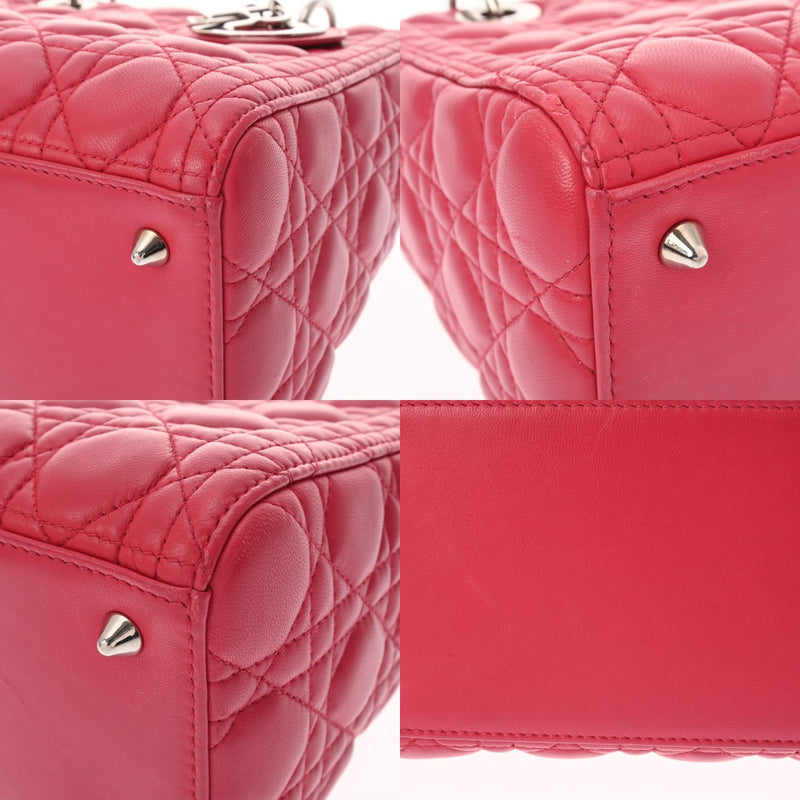 CHRISTIAN DIOR クリスチャンディオール レディディオール ミディアム ピンク イタリア レディース ラムスキン ハンドバッグ Bランク 中古 銀蔵