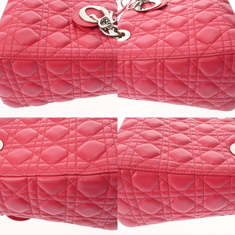 CHRISTIAN DIOR クリスチャンディオール レディディオール ミディアム ピンク イタリア レディース ラムスキン ハンドバッグ Bランク 中古 銀蔵