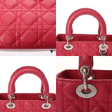 CHRISTIAN DIOR クリスチャンディオール レディディオール ミディアム ピンク イタリア レディース ラムスキン ハンドバッグ Bランク 中古 銀蔵