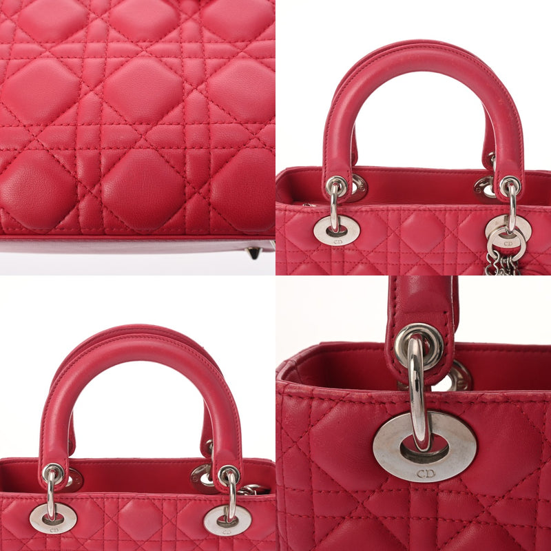 CHRISTIAN DIOR クリスチャンディオール レディディオール ミディアム ピンク イタリア レディース ラムスキン ハンドバッグ Bランク 中古 銀蔵