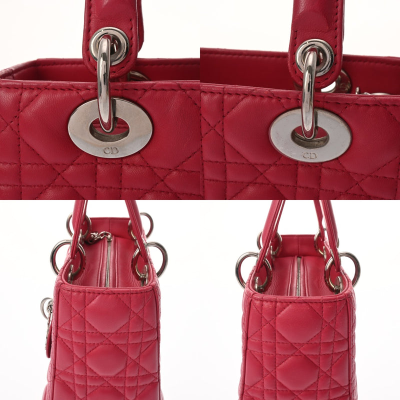 CHRISTIAN DIOR クリスチャンディオール レディディオール ミディアム ピンク イタリア レディース ラムスキン ハンドバッグ Bランク 中古 銀蔵