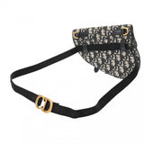 CHRISTIAN DIOR クリスチャンディオール オブリーク サドル ベージュ/ネイビー ユニセックス キャンバス レザー ウエストバッグ ABランク 中古 銀蔵