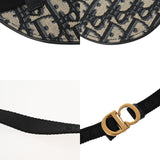 CHRISTIAN DIOR クリスチャンディオール オブリーク サドル ベージュ/ネイビー ユニセックス キャンバス レザー ウエストバッグ ABランク 中古 銀蔵