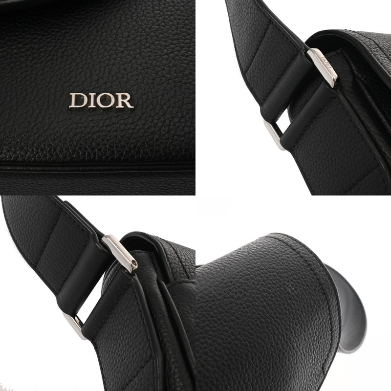 CHRISTIAN DIOR クリスチャンディオール サドル メッセンジャー ブラック 1ADME130 メンズ カーフ ショルダーバッグ ABランク 中古 銀蔵