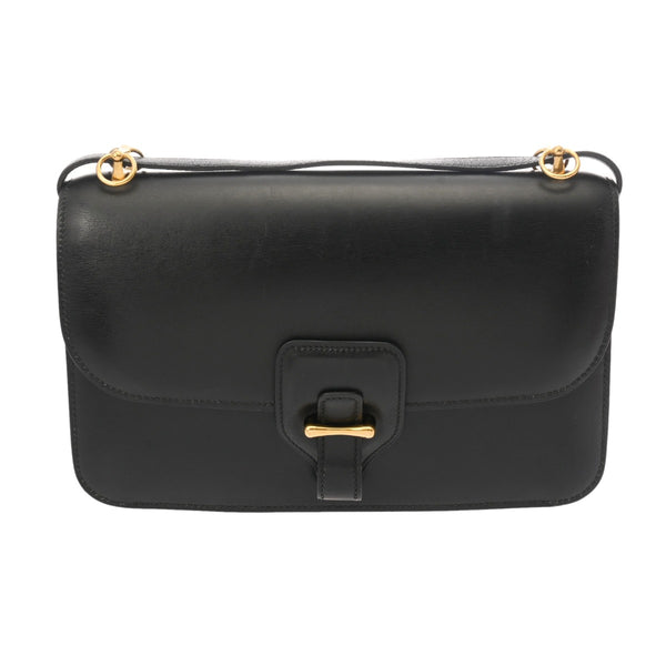 HERMES エルメス ドリー ブラック ○H刻印(1978年頃) レディース ボックスカーフ ショルダーバッグ Bランク 中古 銀蔵