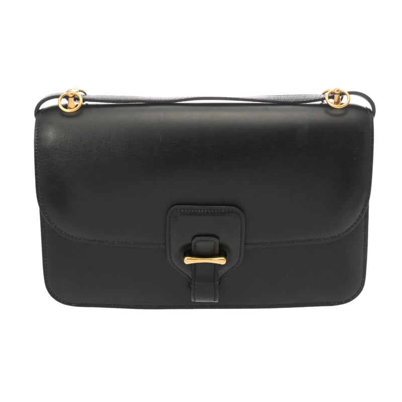 HERMES エルメス ドリー ブラック ○H刻印(1978年頃) レディース ボックスカーフ ショルダーバッグ Bランク 中古 銀蔵