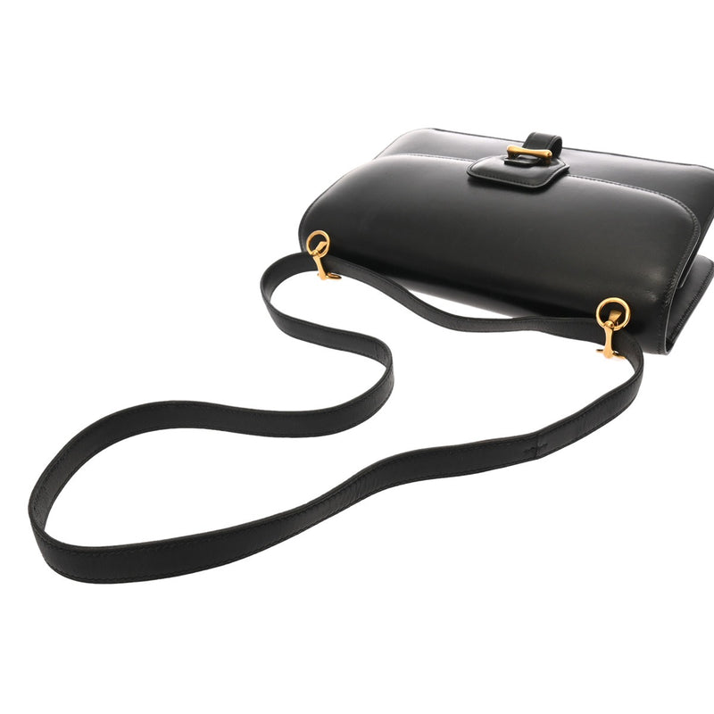 HERMES エルメス ドリー ブラック ○H刻印(1978年頃) レディース ボックスカーフ ショルダーバッグ Bランク 中古 銀蔵