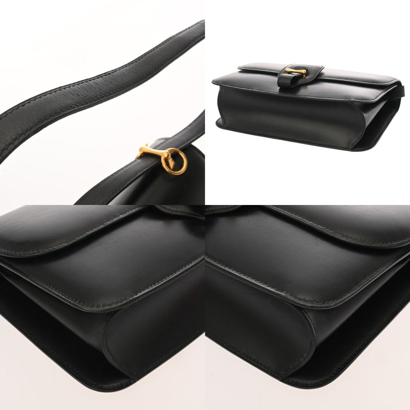 HERMES エルメス ドリー ブラック ○H刻印(1978年頃) レディース ボックスカーフ ショルダーバッグ Bランク 中古 銀蔵