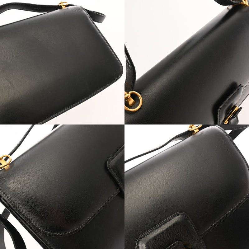 HERMES エルメス ドリー ブラック ○H刻印(1978年頃) レディース ボックスカーフ ショルダーバッグ Bランク 中古 銀蔵