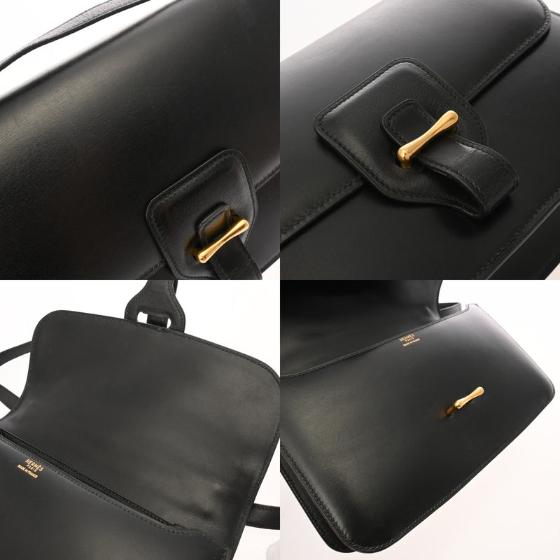 HERMES エルメス ドリー ブラック ○H刻印(1978年頃) レディース ボックスカーフ ショルダーバッグ Bランク 中古 銀蔵