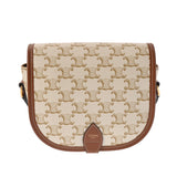 CELINE セリーヌ トリオンフ ブザスショルダー ホワイト レディース レザー PVC ショルダーバッグ ABランク 中古 銀蔵