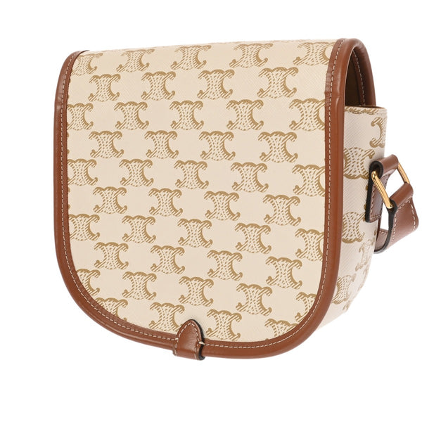 CELINE セリーヌ トリオンフ ブザスショルダー ホワイト レディース レザー PVC ショルダーバッグ ABランク 中古 銀蔵